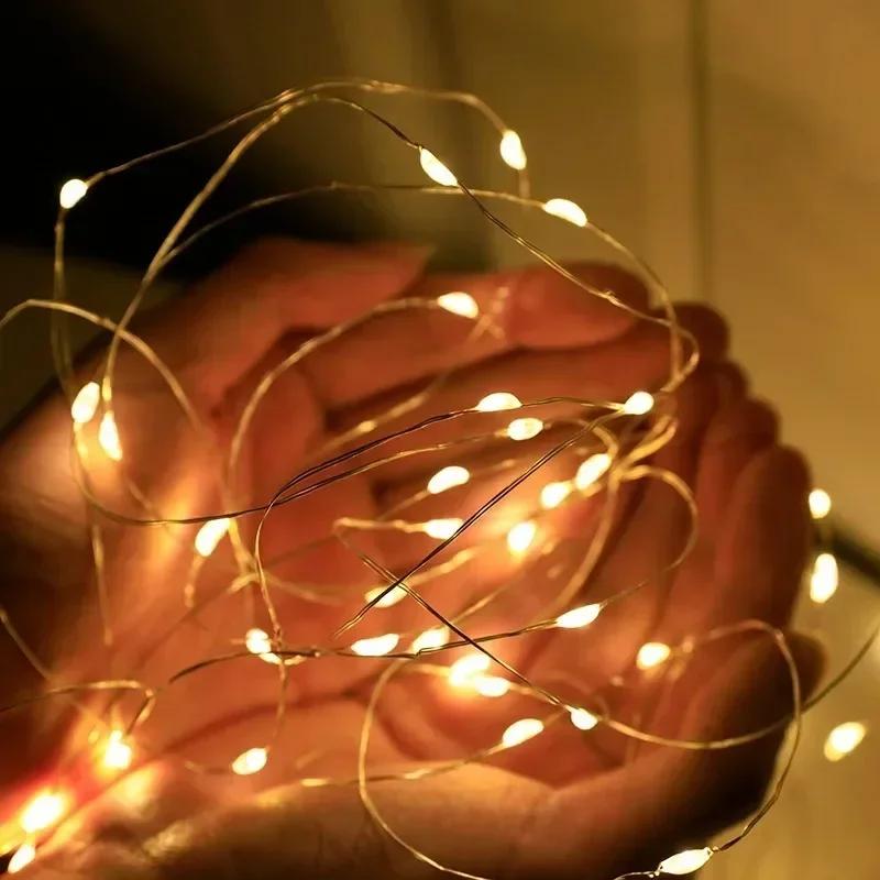 LED String Lights Atmosphere Small Colored Light USB Battery Powered Fairy Lights For Christmas Outdoor Room Festival Decor
