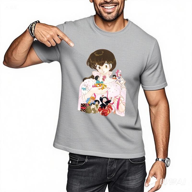 Tshirt Men Adult New Teeshirts Anime Girl With Pets Short Sleeve Classic Tshirt Cool Cotton Essential Teeshirts