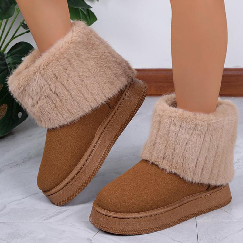 Fashion Winter Short Plush Warm Snow Boots for Women Fashion Camel Faux Fur Snow Boots Woman Non Slip Platform Booties Mujer