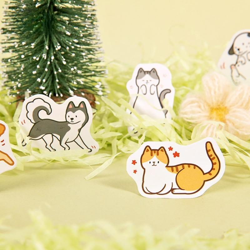45Pcs Cartoon Cat Collection Paper Small Diary Mini Japanese Cute Box Stickers Set Scrapbooking Kawaii Flakes Journal Stationery