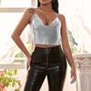 Damen Sommer Trend Pailletten Träger Party Top