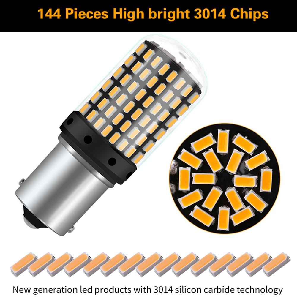 2Pcs 3014 144SMD CanBus 1156 BA15S BAU15S 7440 lamp LED 7440 led Bulbs For Turn Signal Light