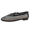 Fashion One-line Belt Mesh Woven Hollowed-out Baotou Semi-drag Women's Shoes Summer New Flat-soled Fisherman's Shoes