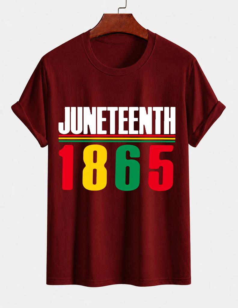 2026 New Cotton Tshirt Juneteenth 1865 African American Culture Print Crew Neck Short Sleeve Casual Top