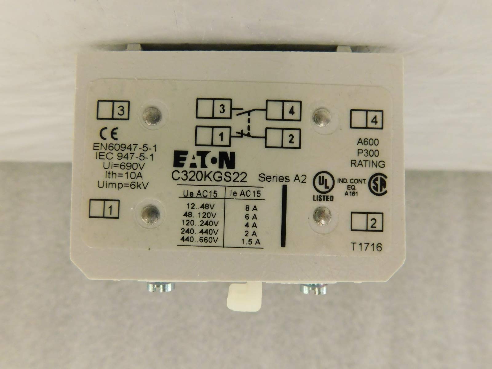 

Eaton Cutler-Hammer CHC320KGS22 C-H C320KGS22 AUX CONTACT-1NO&1NC, Black