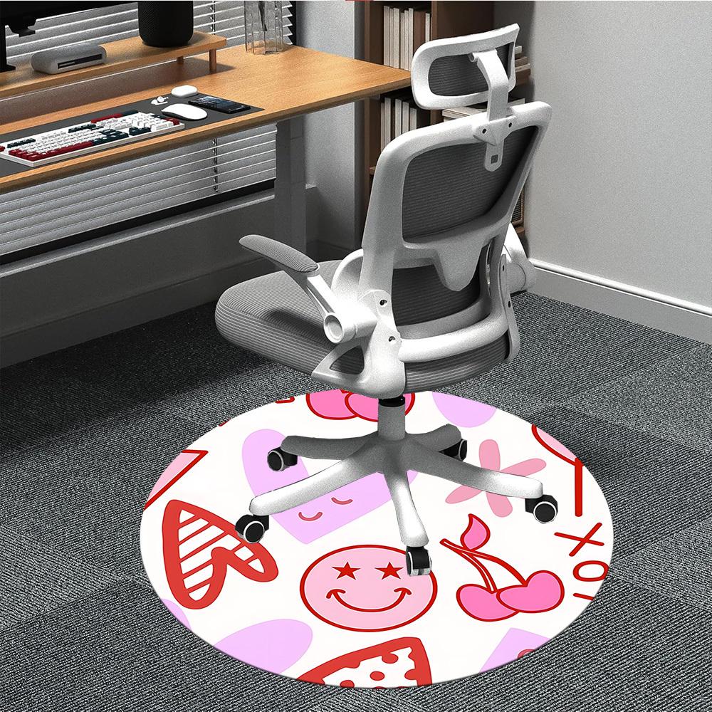 

1pc Cherries Hearts Office Round Rug, Non-slip, Soft and Durable Office Rug for Interior Decoration, Perfect for Office, Beautiful Decoration yy260323 80cm by 80cm