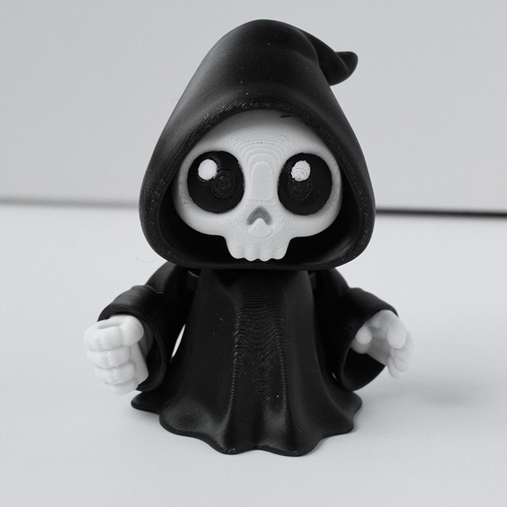 Halloween Decoration Set, Cute Grim Figurine With Pumpkins And Accessories, 3.46 Inch Height