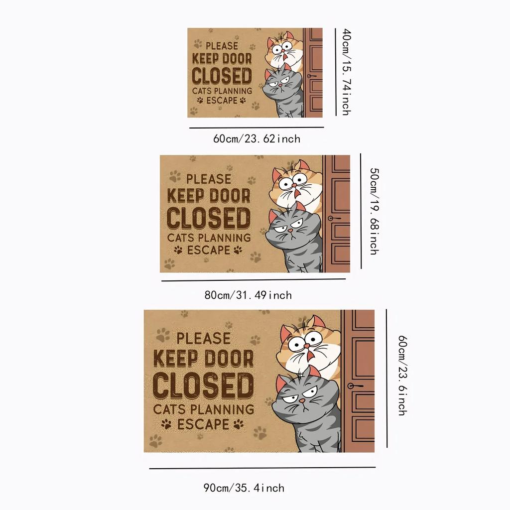 Cartoon Cute Cat Floor Mat for Bedroom, Kitchen, Porch, Entrance, Indoor and Outdoor Welcome Mat, Home Decoration