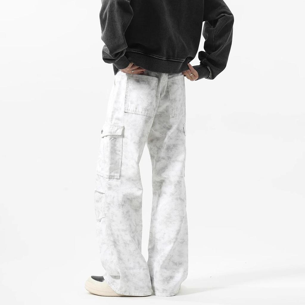 Men's Trendy Paratrooper Pleated Workwear Pants - Spring/Autumn Casual Wide-Leg Design