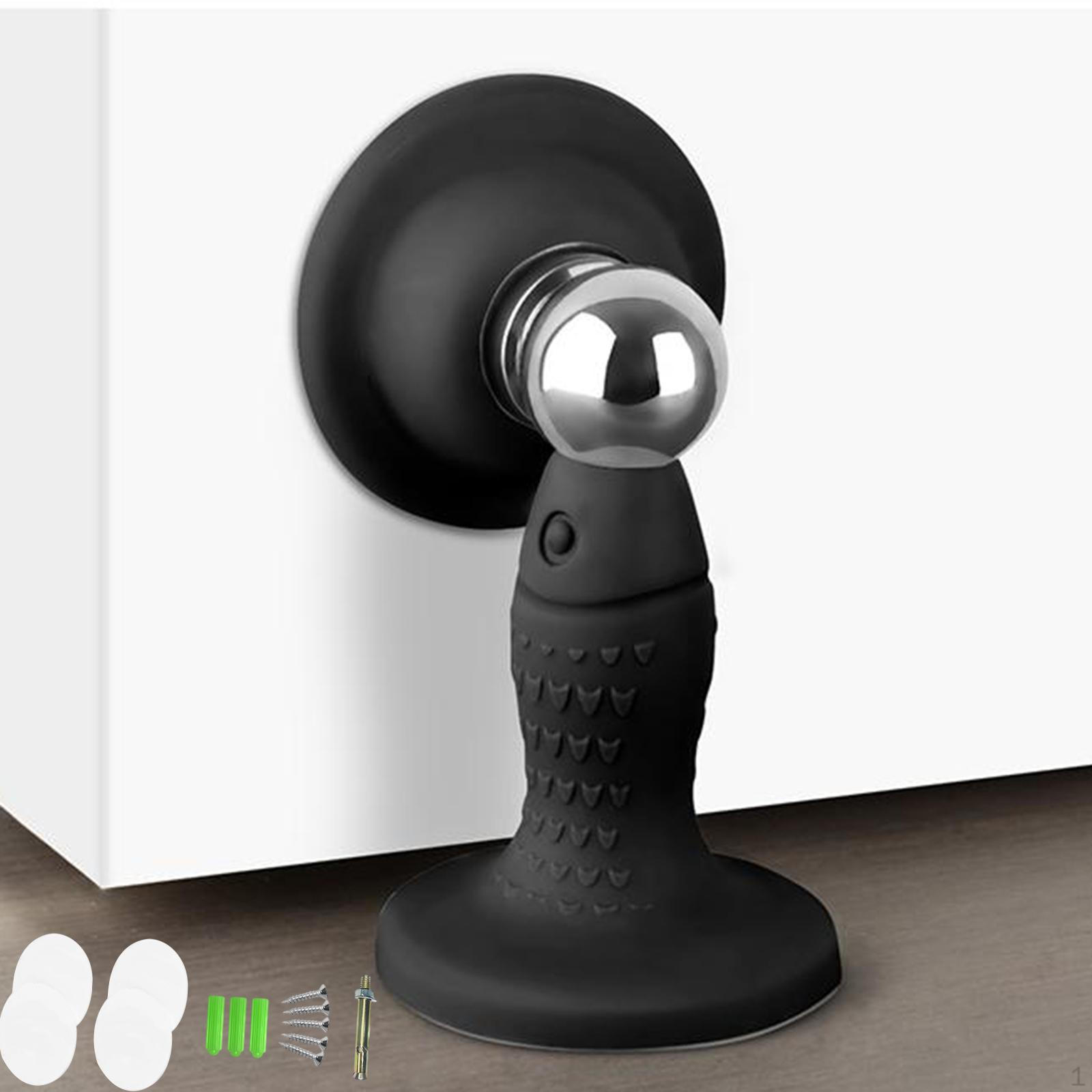 Magnetic Door Stop Strong Stainless Steel for Bathroom Toilet Black