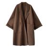Plus Size Autumn Women's Korean Style Wool Coat Long Length Overcoat for Large Size (200 lbs) Loose Cape
