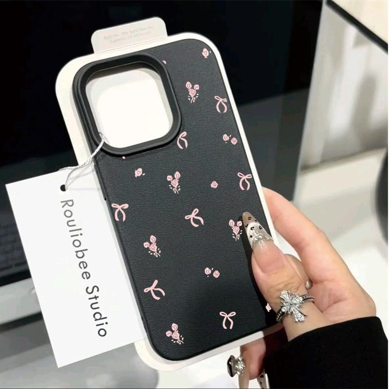 Pink Floral Bowknot Case For Samsung Galaxy A07 A36 5G A26 A06 A16 A15 A25 A55 A35 A54 A14 A34 A24 A32 A52 A72 A53 A33 A05 A05S