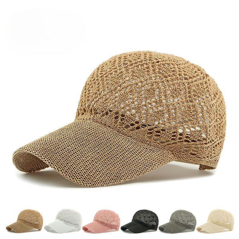Women Summer Knit Crochet Mesh Baseball Cap Breathable Hollow Out Peaked Hat Shiny Lurex Thread Sparkly Sun Visor Cap