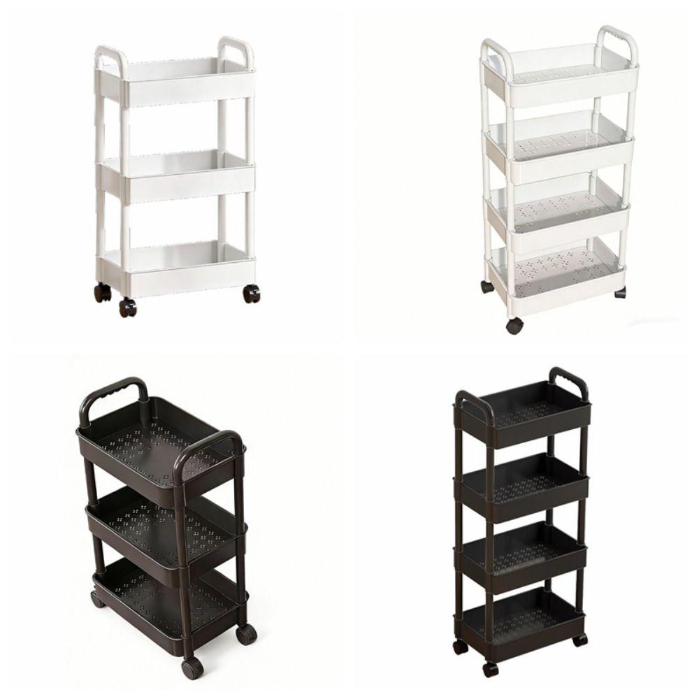 Convenient Snack Storage Rack Home Organize Removable Mobile Trolley Storage Rack Large Capacity Plastic Kitchen Storage Rack