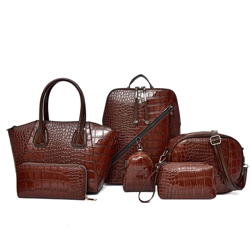 Women's bag new wind crocodile pattern six-piece set, mother and child bag single shoulder portable messenger bag backpack fashion