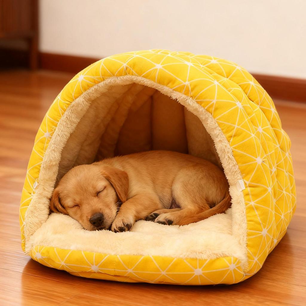 Cat Cave Removable Washable Warm House Semi-Enclosed Dome Design Pet Cave for Puppy Kitten Small Pet Play Corner Winter