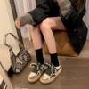 Versatile New Retro Fashionable Color Matching Lace-up Round Head Flat Bottom Casual Board Shoes Niche