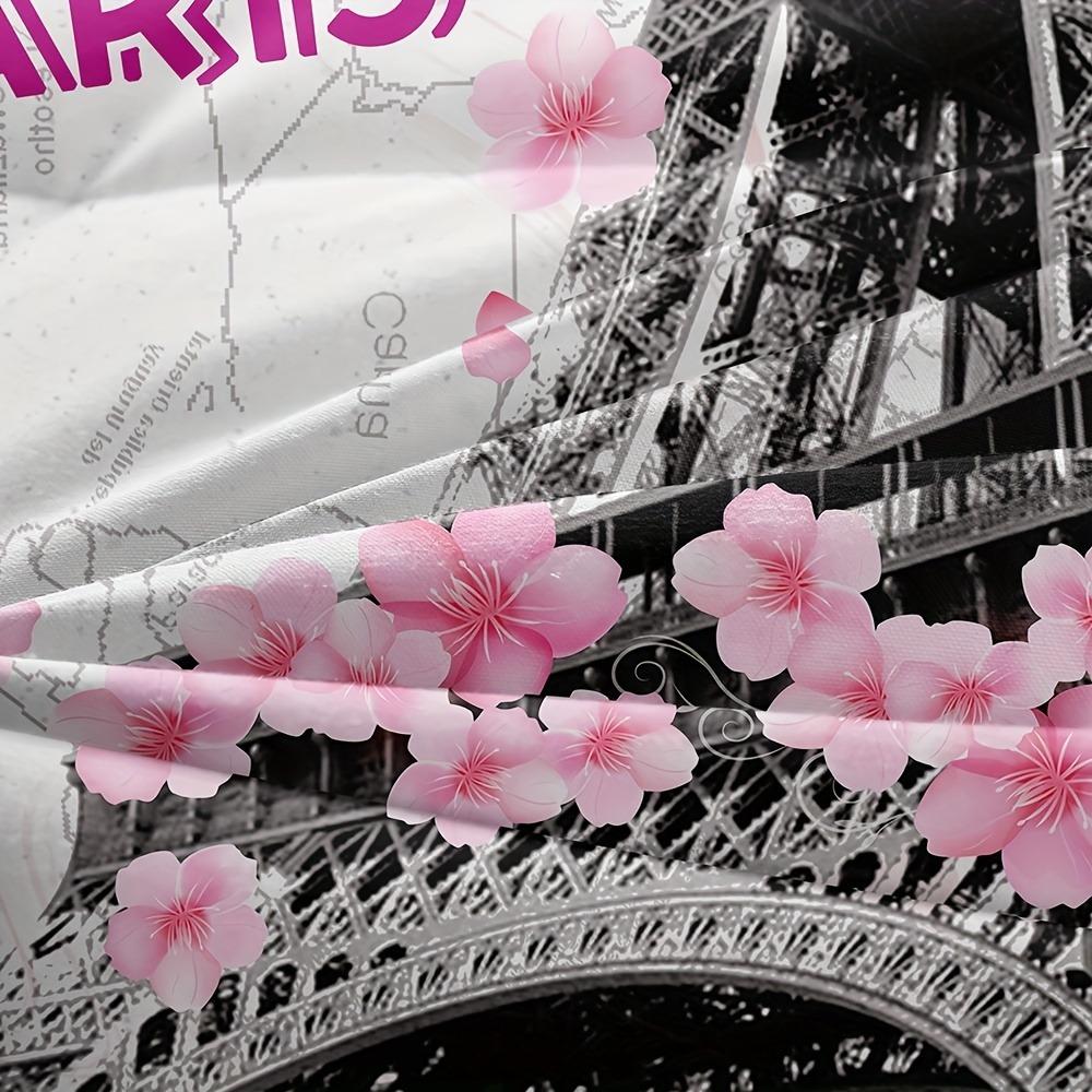 3pcs Pink Beding Set Paris Eifel Tower Print Cozy Soft Duvet Cover Set King Quen Twin Single Sized Dimensions Birthday Gift Girl Bedrom Decor