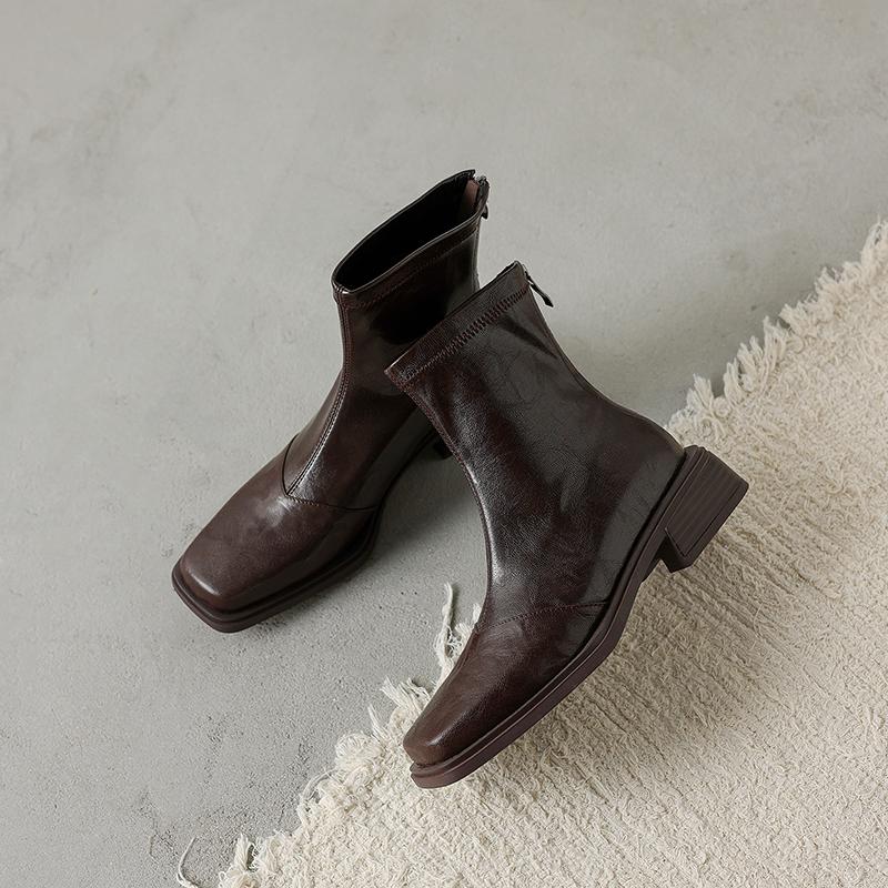 Ankle Boots Women Square Toe Fashion Dress Heeled Shoes Designer Dress Woman's Winter Boots 2025 Chelsea Botas De Mujer Shoes