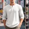 Herren S Langarm Vintage Henley Hemd Lässiges Jacquard T-Shirt