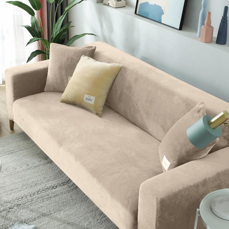 1/2/3/4 Seat Velvet Fabric Sofa Cover Elastic Sectional Couch Cover L Shape Sofa Case Armchair Sofa Case For Living Room Home