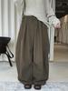 Xu Man Women's Retro Wide-Leg Casual Pants - Solid Color Slimming Style
