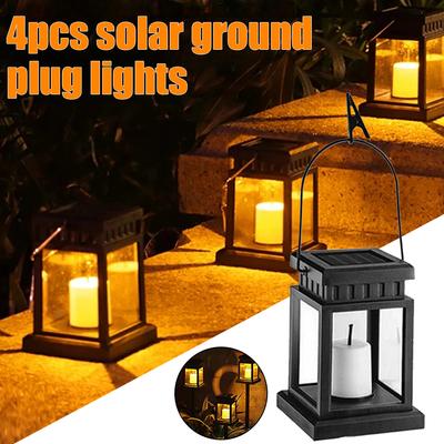Solar Palace Lantern Garden Lamp Solar LED Candle Light Floor Light Outdoor Camping Lantern Lawn Garden Decor Christmas Decor