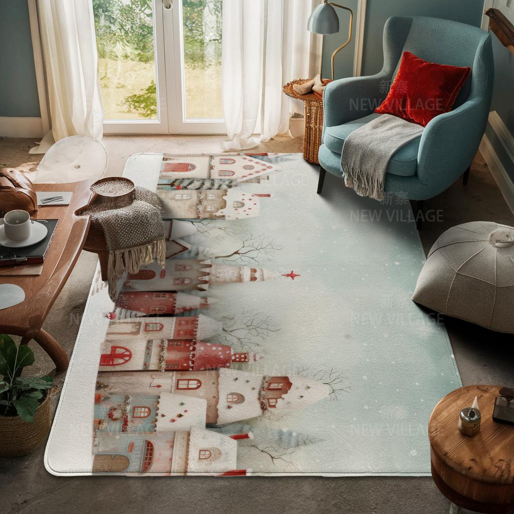 House Entrance Carpet Home Door Mat Living Room Bath Foot Bathroom Non-slip Water Absorption Rugs Bath Merry Christmas Winter