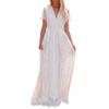 Damen Sheer Tüll Tiefes V-Ausschnitt Langes Hochzeitskleid, Lässiges Abendparty Brautkleid für Herbst Winter