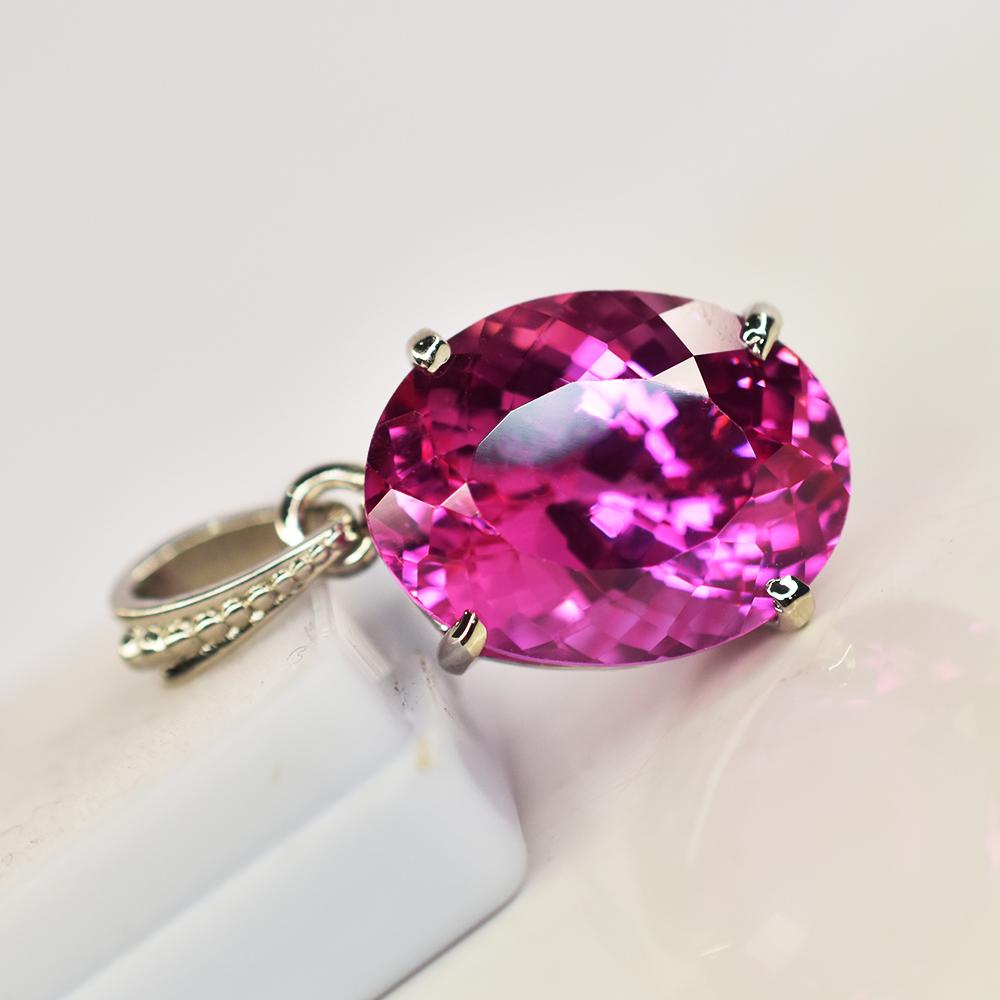 Natürlicher oval geschliffener rosa Rubin Anhänger 925 Sterlingsilber 29 ct Edelstein ZERTIFIZIERT my.pd-21-k