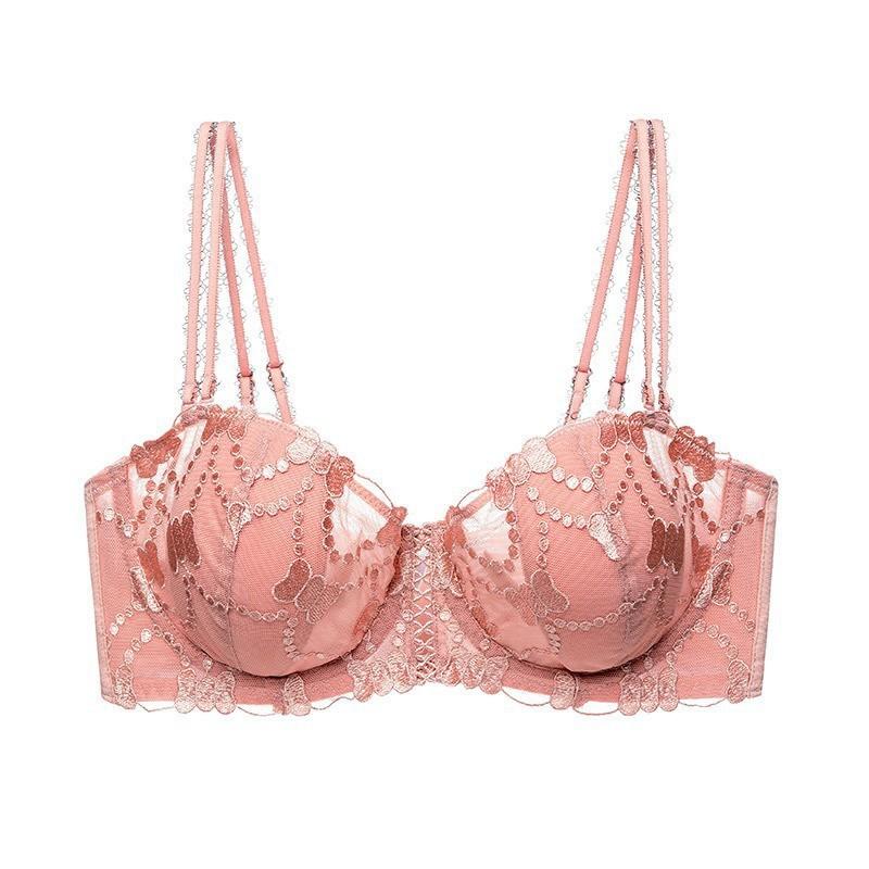 Sexy Beautiful Back Bra Big Chest Small Removable Shoulder Strap Underwear Soft Steel Ring Upper Support Gathering Bra  Women