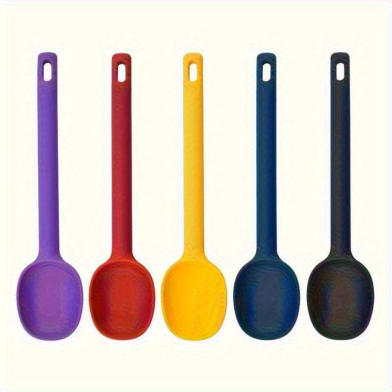 5pcs Spoon, Silicone Mixing Spoon, Serving Spoon for Kitchen Cooking, Kitchen Utensils Serving Spoon, All-in-one Salad Spoon