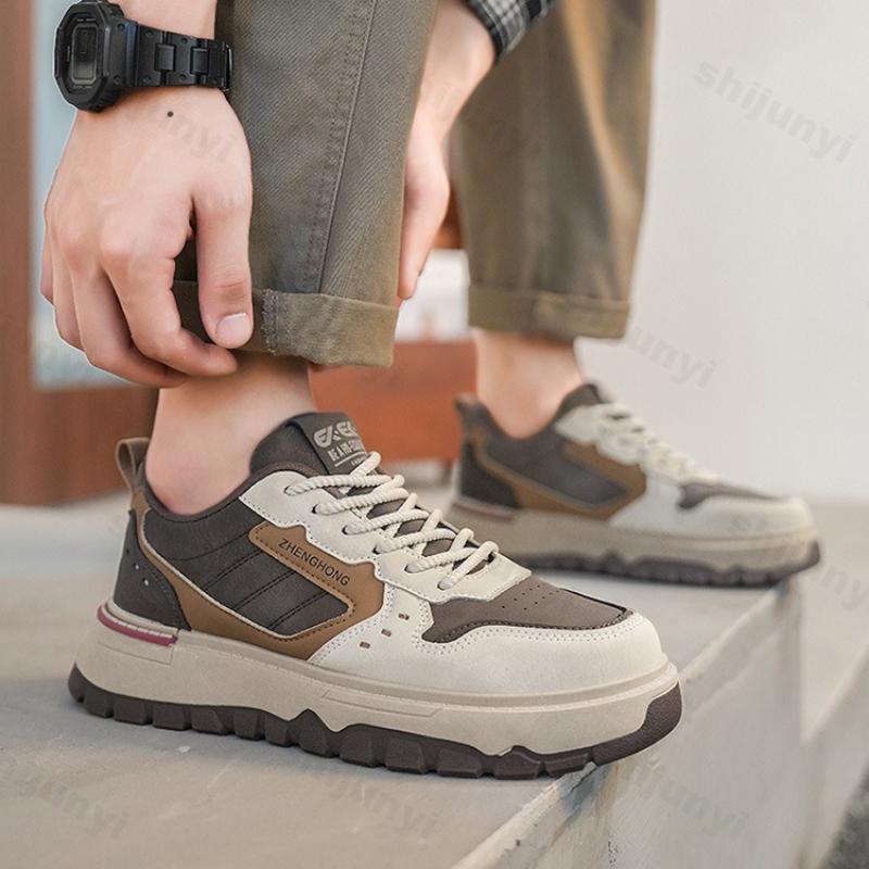 Vintage Herren Plateausneaker Frühling Herbst Neue Höhe Erhöhend Bequem Board Schuhe Outdoor Rutschfest Schnürung Freizeit Schuhe