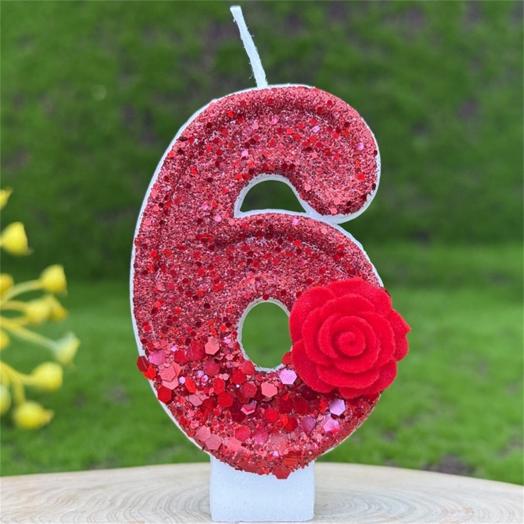 1PCS Red Romantic Rose Digital Candle Birthday Cake Decoration 0-9 Number Candle Valentine's Day Party Accompaniment Gift