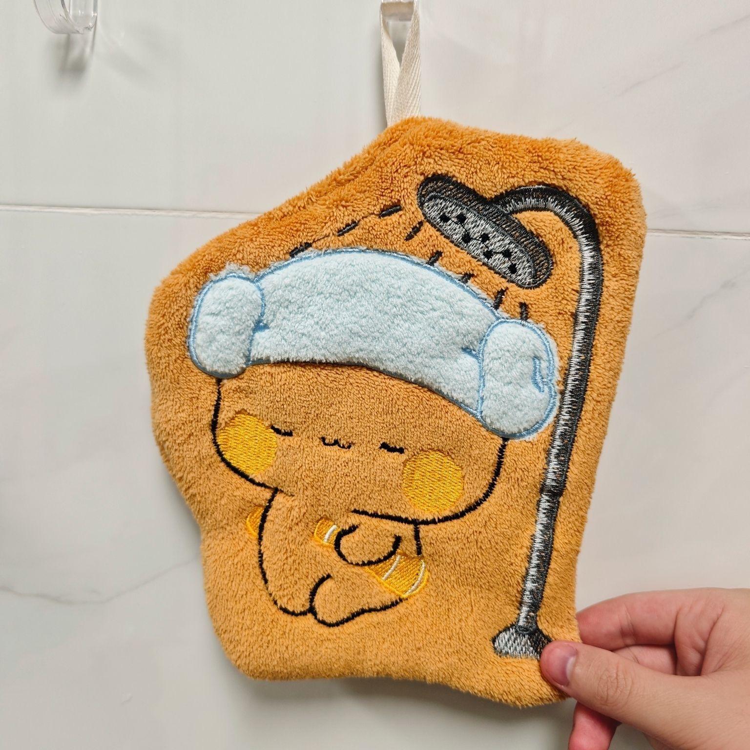 

Soft Panda Bubu Dudu Hand Towel Double Layer Thick Absorbent Coral Fleece Hanging Towel Cute Bear Cartoon Towel for Home Towel