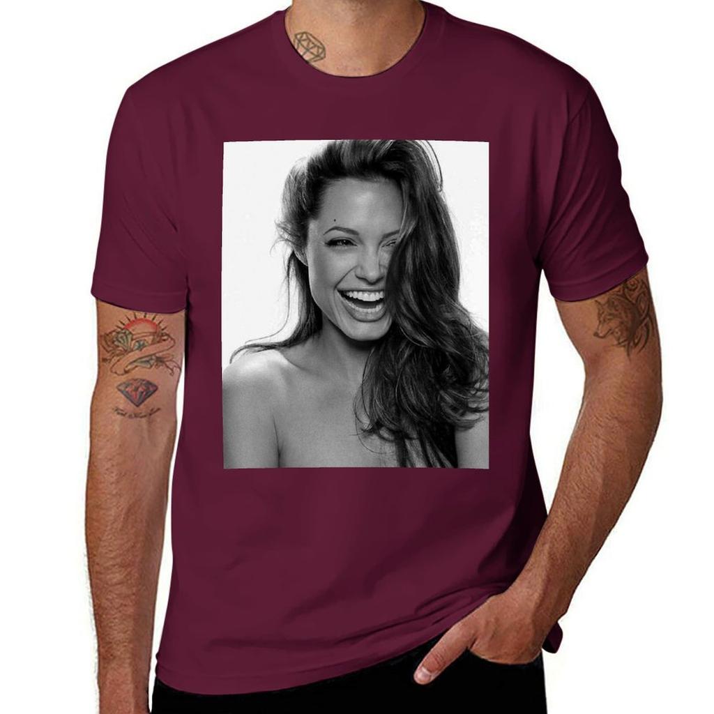 Angelina Jolie T-Shirt cute clothes quick drying cute tops heavyweights mens workout shirts