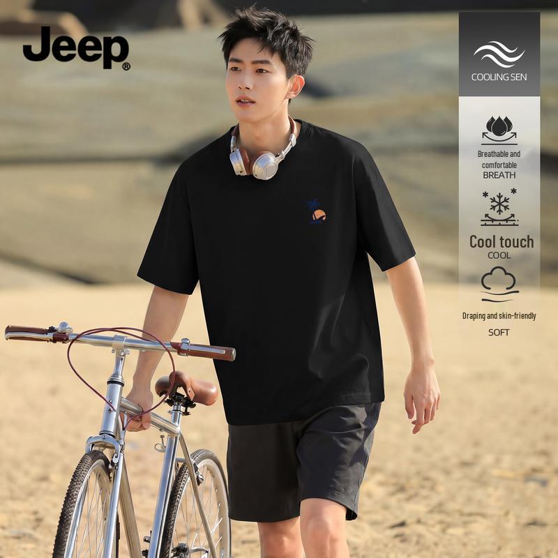 JEEP Men s Ice Silk Loose Fit Short-Sleeve T-Shirt XL