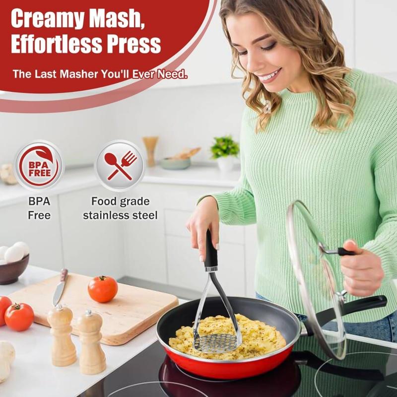 Heavy Duty Potato Masher PP Grip Food Grade Stainless Steel Potato Press Ricer