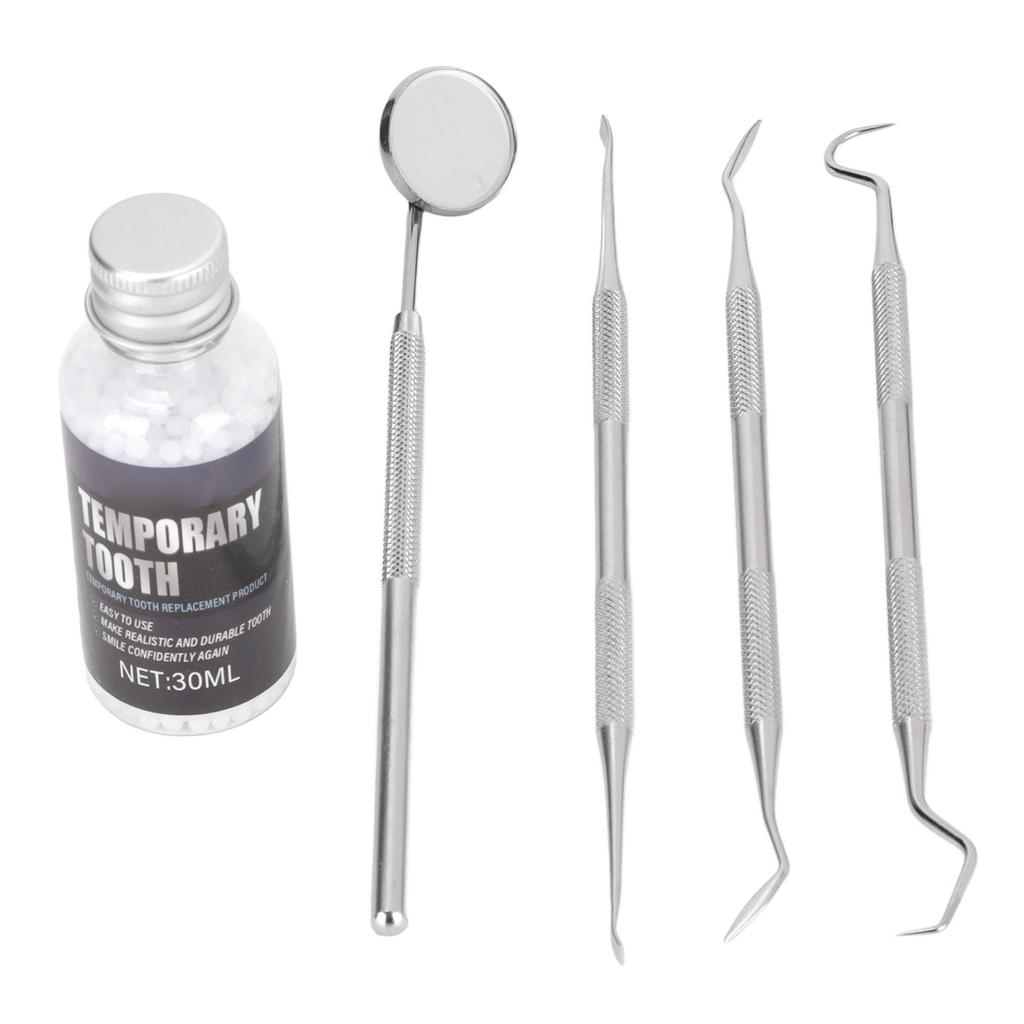 Temporary Tooth Filling Bead Moldable False Teeth Stainless Steel Dental Hygiene Kit for Halloween Party