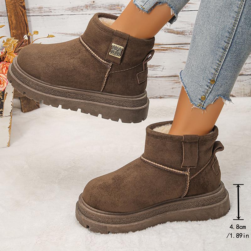 Fashion Thicken Plush Platform Snow Boots Women Non Slip Thick Sole Winter Boots Woman Faux Suede Warm Fleece Lining Cotton Padded Shoes