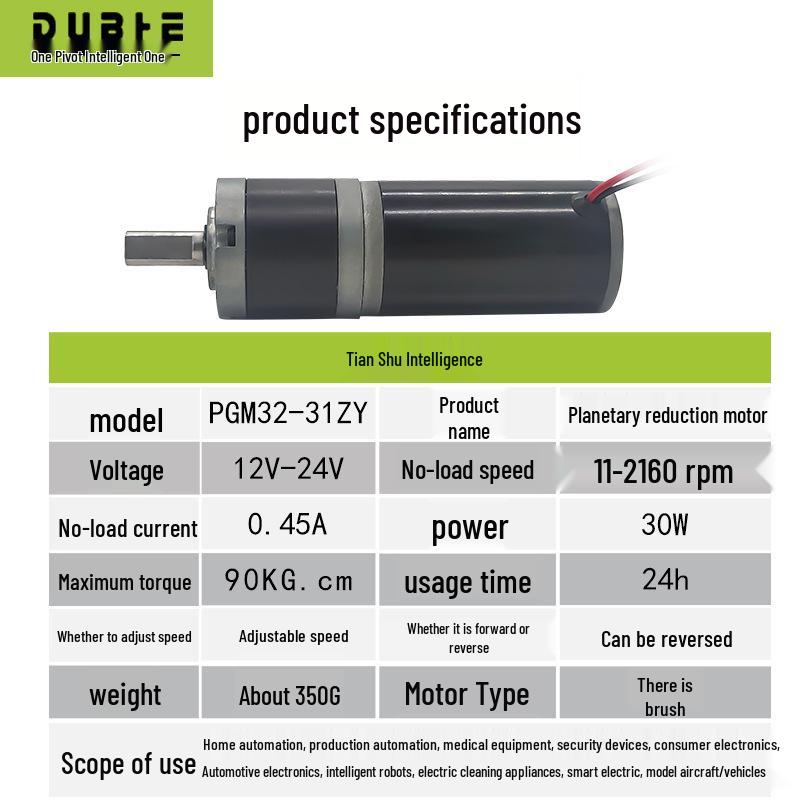 32-31ZY High Torque 12V/24V Planetary DC Gear Motor: Low Speed, Speed-Regulated Miniature