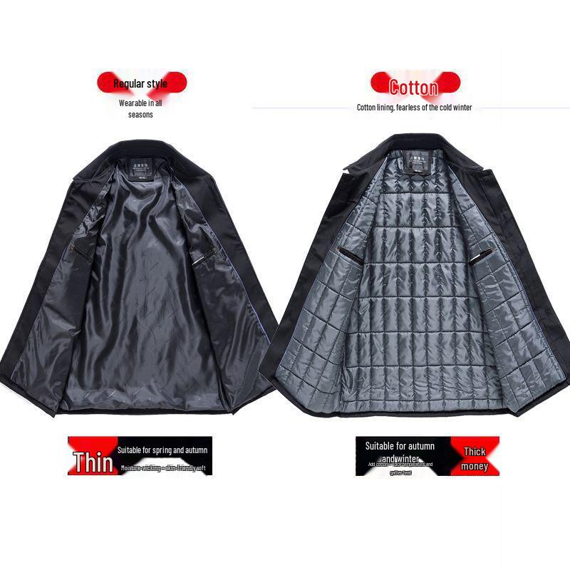 Herren Leichte Freizeitjacke - Frühling/Herbst Stil, Umlegekragen, Knopfverschluss, Lockere Passform für Mittelalte und Ältere.