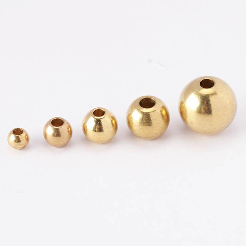 50pcs 3-8mm Original Brass Spacer Loose Beads Ball Beads for Charms Bracelets Necklace Jewelry Making Components DIY Wholesale
