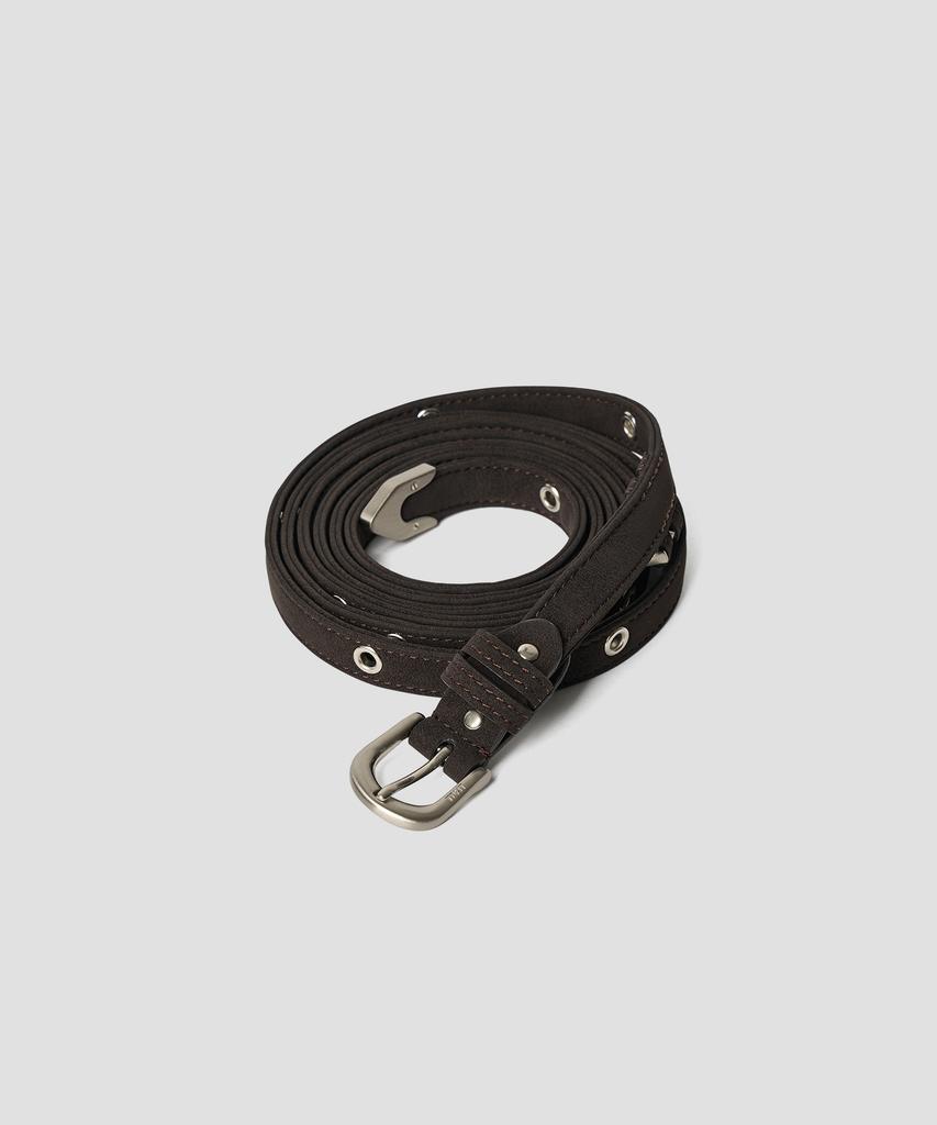TTUDEMENT Eyelet Long Belt Brown