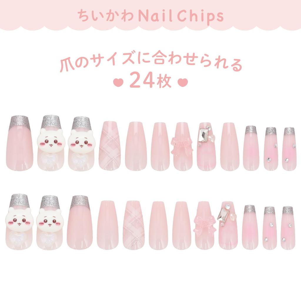SHOBIDO Chiikawa Nail Tips Chiikawa CW30646 Includes Adhesive Wooden and Nail (24 Pieces) - Stickers, Stick, File.