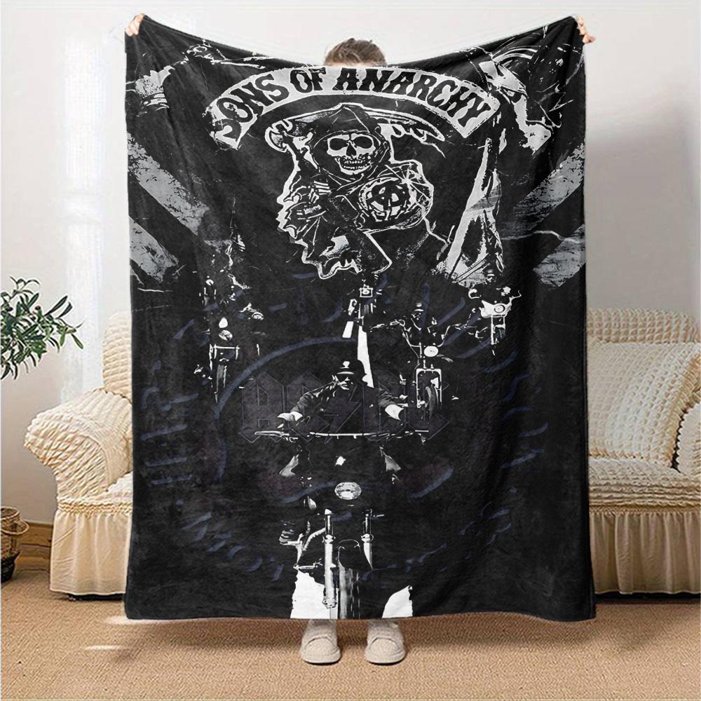1pc Sons of Anarchy AC/DC Throw Blanket Soft Flannel, Cozy All Season Polyester Perfect for Home, Office