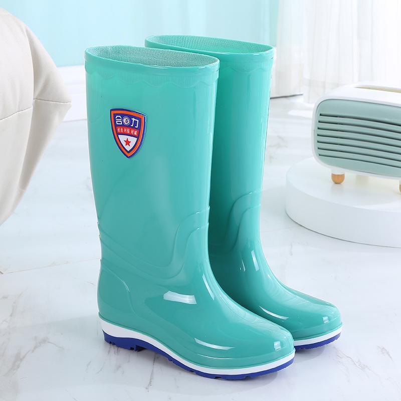 Tall tube fashion rain shoes female adult kitchen water boots summer long tube rain boots non-slip water shoes wear-resistant