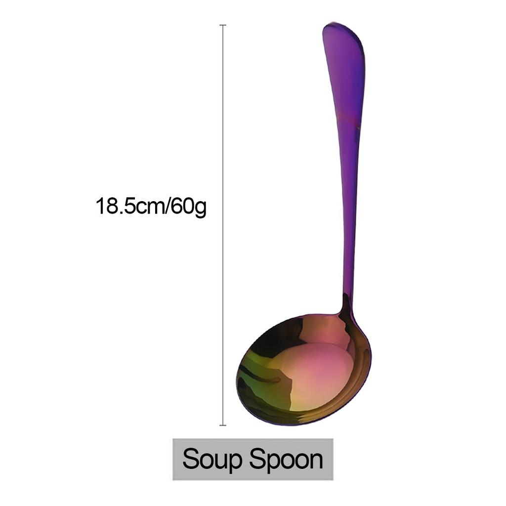 1Pc Purple Stainless Steel Dinnerware Cake Spatula Soup Spoon Colander Spoon Service Spoon Salad Fork Kitchen Accessories Tools