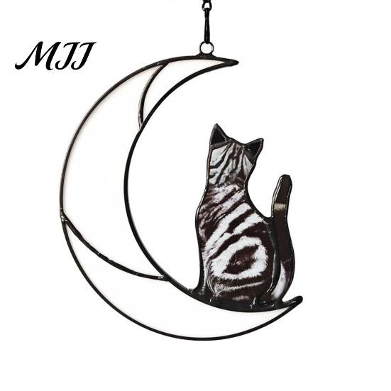 Cat Wall Art Acrylic Hanging Pendant with Chain, Animal Ornament for Window Light Translucent Decor, Cute Lover Gift Home Room Decoration Decor