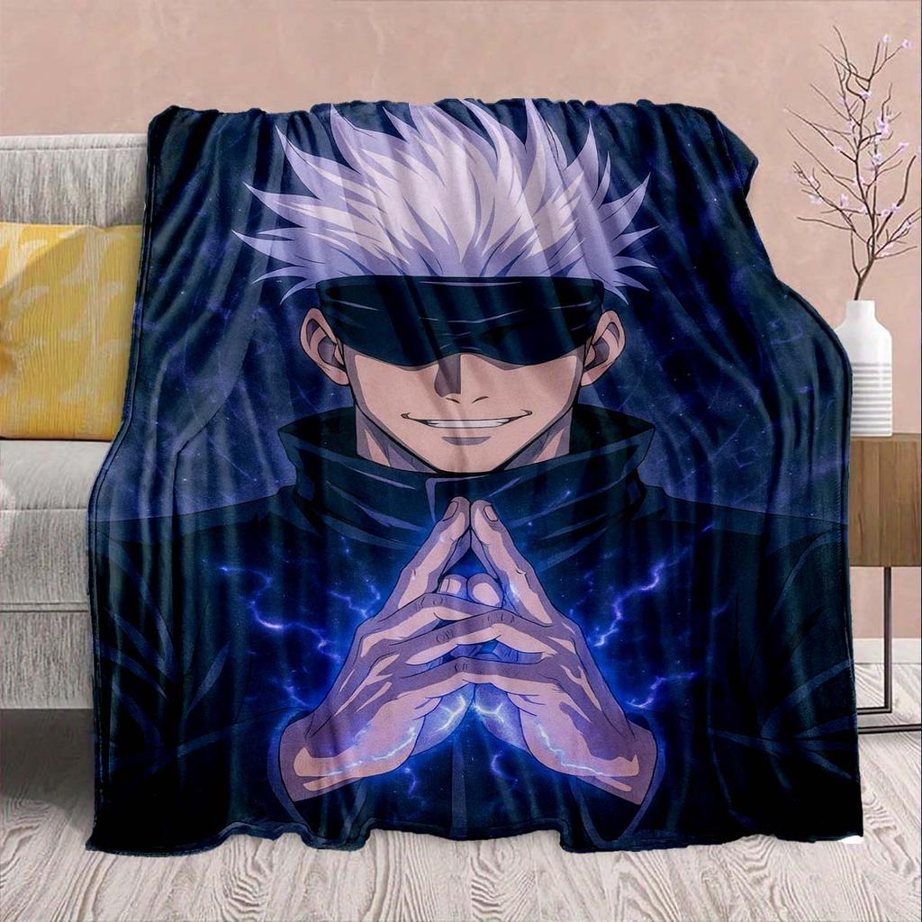 Jujutsu Kaisen Flannel Graphic Blanket Soft Warm Throw Lightweight Plush Sofa Bed Decor -QJY